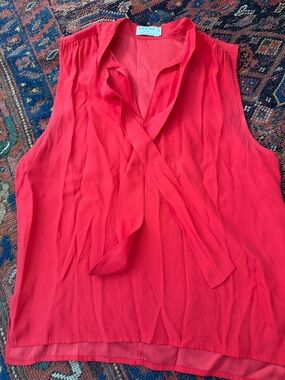Frame Denim Coral-Red Tie-Neck Sleeveless Camisole